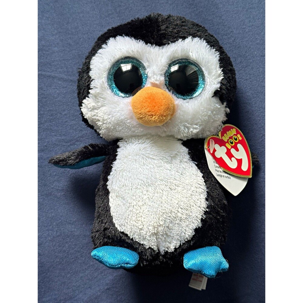 Ty Beanie Boos Waddles Penguin Plush Beanbag, Blue Eyes 2017 MPN 36617